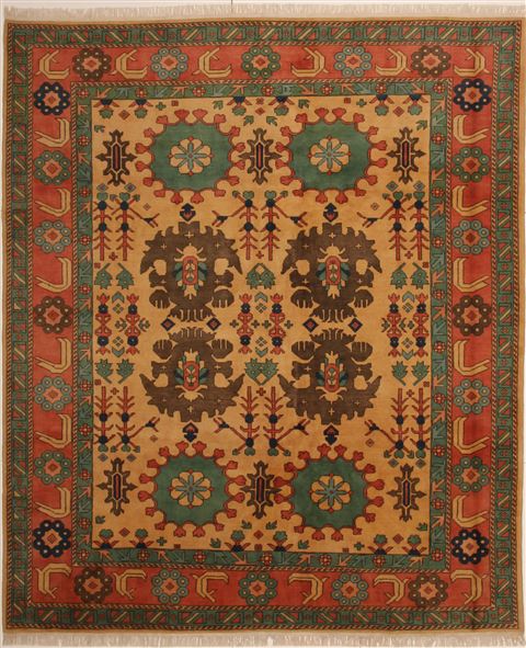 Kazak Yellow Hand Knotted 85 X 102 Area Rug 100-10902 Image 0