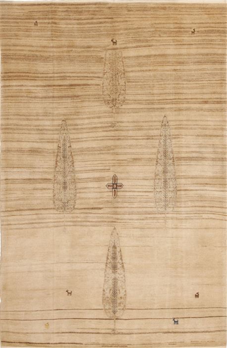 Gabbeh Beige Hand Knotted 55 X 83 Area Rug 100-10932 Image 0