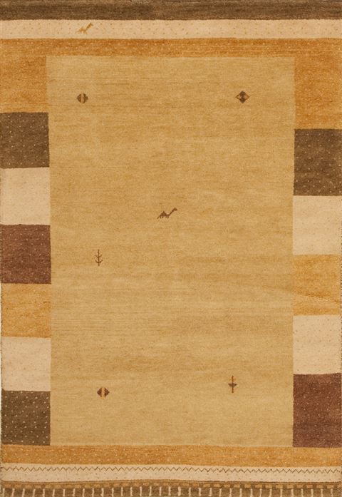 Gabbeh Yellow Hand Knotted 54 X 79 Area Rug 100-10939 Image 0