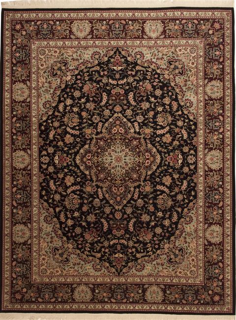 Tabriz Black Hand Knotted 90 X 120 Area Rug 100-10972 Image 0