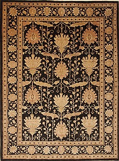 Pishavar Black Hand Knotted 9'0" X 12'0"  Area Rug 100-10985