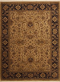 Indian Mashad Yellow Rectangle 9x12 ft Wool Carpet 10988