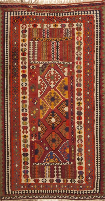 Kilim Red Hand Knotted 50 X 93  Area Rug 100-10991 Image 0