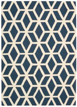 Nourison LINEAR Blue Rectangle 5x7 ft Wool Carpet 100216