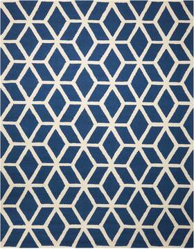 Nourison Linear Blue Rectangle 8x11 ft Wool Carpet 100218