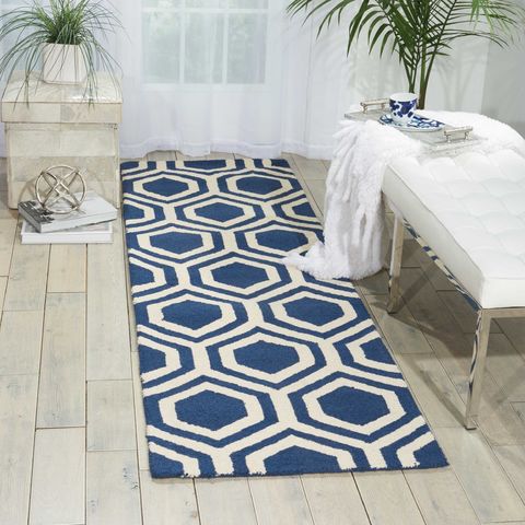 Nourison LINEAR Blue Runner 23 X 76 Area Rug 99446220998 805-100259 Image 1