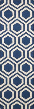 Nourison LINEAR Blue Runner 6 to 9 ft Wool Carpet 100259