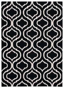 Nourison LINEAR Black Rectangle 5x7 ft Wool Carpet 100296