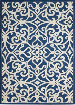 Nourison LINEAR Blue Rectangle 8x10 ft Wool Carpet 100317