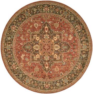 Nourison Living Treasures Red Round 5'10" X 5'10" Area Rug  805-100333