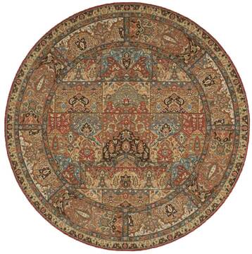 Nourison Living Treasures Multicolor Round 7 to 8 ft Wool Carpet 100345