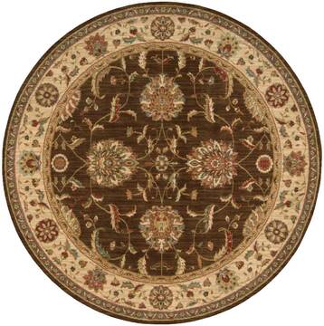 Nourison Living Treasures Brown Round 5'10" X 5'10" Area Rug  805-100363