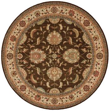 Nourison Living Treasures Brown Round 7 to 8 ft Wool Carpet 100365