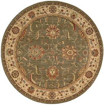 Nourison Living Treasures Green Round 5'10" X 5'10" Area Rug  805-100373