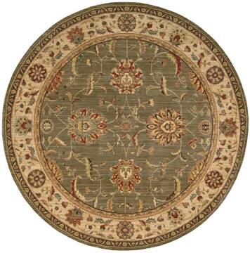 Nourison Living Treasures Green Round 5'10" X 5'10" Area Rug  805-100373