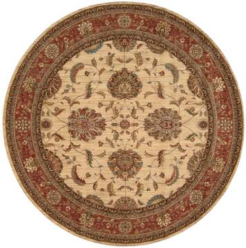 Nourison Living Treasures Beige Round 5 to 6 ft Wool Carpet 100403