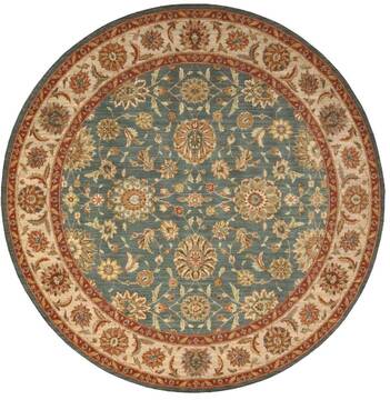 Nourison Living Treasures Blue Round 5 to 6 ft Wool Carpet 100413