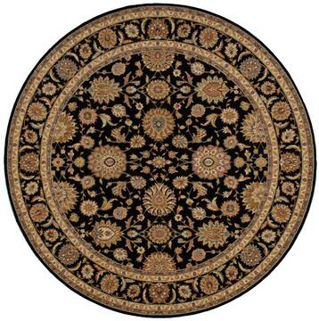 Nourison Living Treasures Black Round 7 to 8 ft Wool Carpet 100435