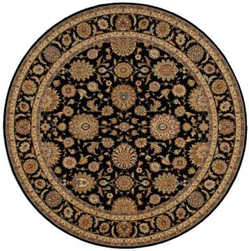Nourison Living Treasures Black Round 7 to 8 ft Wool Carpet 100435