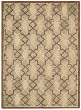 Nourison MARINA Green Rectangle 5x8 ft Wool Carpet 100572