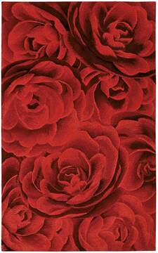 Nourison Moda Red Rectangle 5x8 ft Wool Carpet 101009