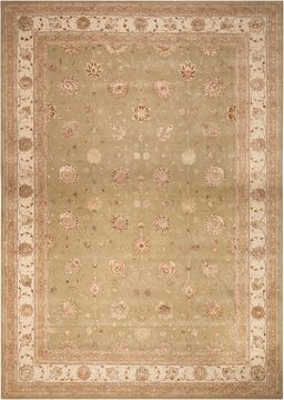 Nourison 3000 Green Rectangle 4x6 ft wool and silk Carpet 102013
