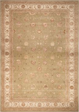 Nourison 3000 Green Rectangle 4x6 ft wool and silk Carpet 102013