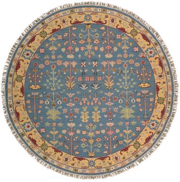 Nourison NOURMAK Blue Round 7 to 8 ft Wool Carpet 102171