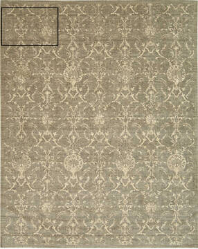 Nourison Silk Elements Green Rectangle 8x10 ft Wool Carpet 103269