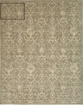 Nourison Silk Elements Green Rectangle 8x10 ft Wool Carpet 103269