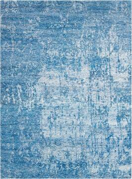 Nourison Silk Shadows Blue Rectangle 5x8 ft Bamboo Silk Carpet 103444