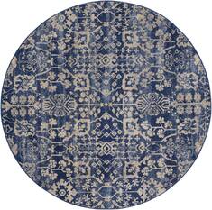 Nourison Somerset Blue Round 5 to 6 ft Polyester Carpet 103979
