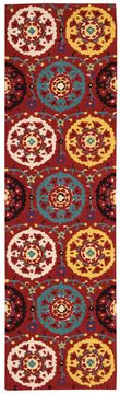 Nourison SUZANI Red Runner 6 to 9 ft Wool Carpet 104231