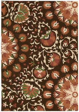 Nourison SUZANI Brown Rectangle 4x6 ft Wool Carpet 104238