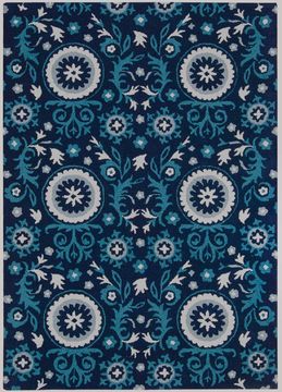 Nourison SUZANI Blue Rectangle 5x7 ft Wool Carpet 104259