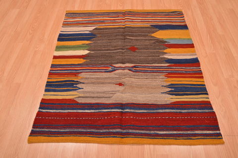 Kilim Red Square Hand Knotted 37 X 43 Area Rug 130-105837 Image 3
