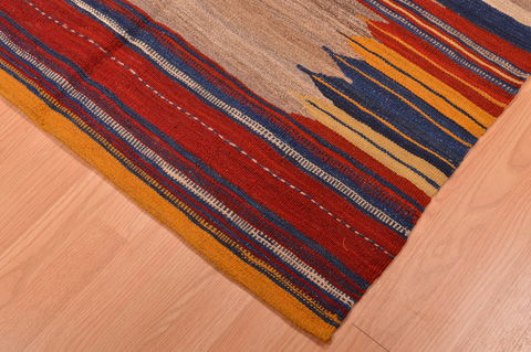 Kilim Red Square Hand Knotted 37 X 43 Area Rug 130-105837 Image 4