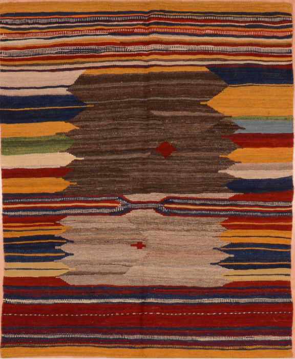 Kilim Red Square Hand Knotted 37 X 43 Area Rug 130-105837 Image 0