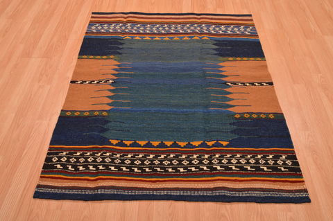 Kilim Blue Flat Woven 311 X 47  Area Rug 130-105875 Image 1