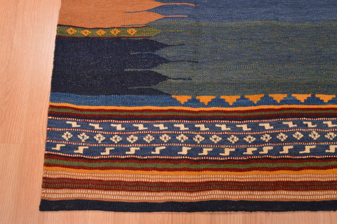 Kilim Blue Flat Woven 311 X 47  Area Rug 130-105875 Image 6