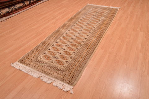 Bokhara Beige Runner Hand Knotted 42 X 95 Area Rug 134-105887 Image 2