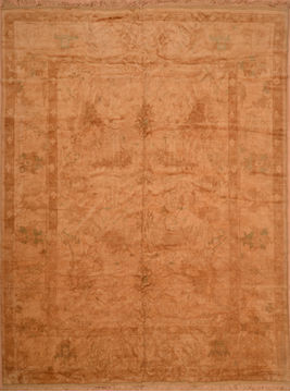 Turkish Oushak Beige Rectangle 10x13 ft Wool Carpet 105893