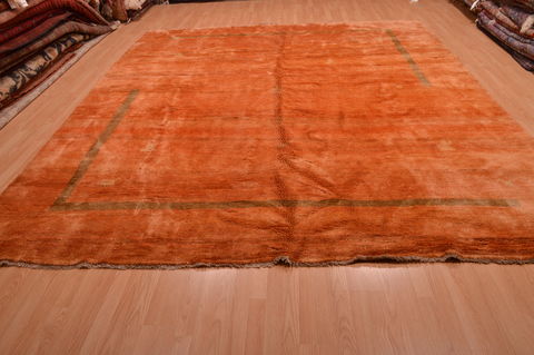 Gabbeh Orange Hand Knotted 100 X 121 Area Rug 100-105896 Image 1