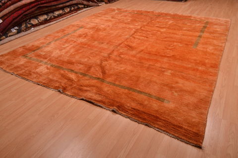 Gabbeh Orange Hand Knotted 100 X 121 Area Rug 100-105896 Image 2