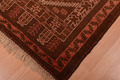Baluch Brown Hand Knotted 30 X 48 Area Rug 100-105904 Image 6
