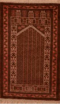 Baluch Brown Hand Knotted 3'0" X 4'8"  Area Rug 100-105904