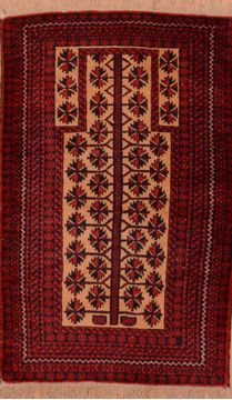 Afghan Baluch Red Rectangle 3x5 ft Wool Carpet 105905