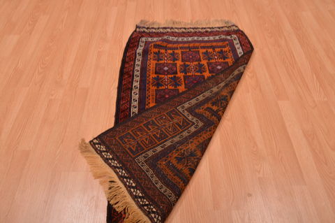 Baluch Orange Hand Knotted 27 X 410 Area Rug 100-105907 Image 11