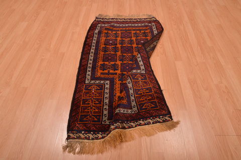 Baluch Orange Hand Knotted 27 X 410 Area Rug 100-105907 Image 12