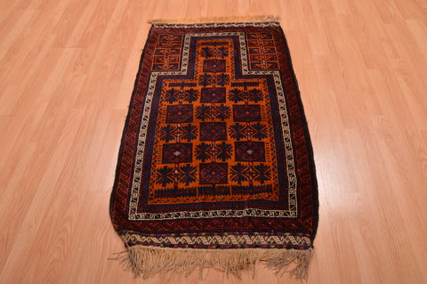 Baluch Orange Hand Knotted 27 X 410 Area Rug 100-105907 Image 1